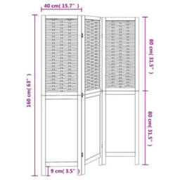 Vidaxl Room Divider 3 Panels Dark Brown Solid Wood Paulownia - thumbnail 3