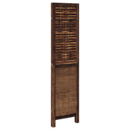 Vidaxl Room Divider 3 Panels Dark Brown Solid Wood Paulownia - thumbnail 5