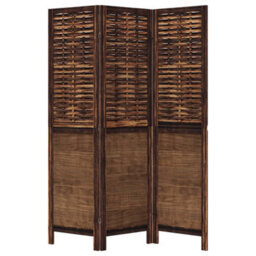 Vidaxl Room Divider 3 Panels Dark Brown Solid Wood Paulownia - thumbnail 4