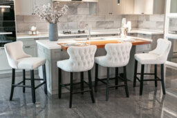 HomeTouch Set Of 2 Beige Velvet Upholstered Bar Stools With Wood Legs - thumbnail 3