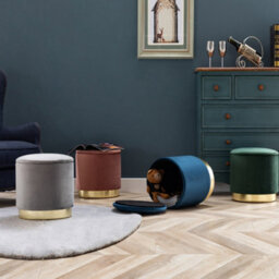 Hnnhome 37Cm Round Dark Green Velvet Ottoman Storage Box With Lid,pouffe Seat Chair,bedroom Dressing Stool With Gold Plating Base - thumbnail 7