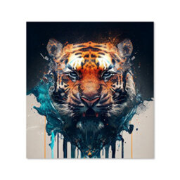 Warren Reed Designer Tiger Face Splashart Premium Glass Kitchen Splashback W900mm X H650mm - thumbnail 2