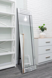 Mirroroutlet Milton All Glass Bevelled Square Corner Cheval Free Standing Mirror 5Ft X 1Ft3 (150 X 40Cm) - thumbnail 1