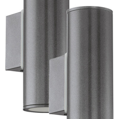 Stylish 2-Pack Ip44 Outdoor Wall Lights In Anthracite Zinc Plated Steel - image 1