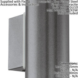 Stylish 2-Pack Ip44 Outdoor Wall Lights In Anthracite Zinc Plated Steel - thumbnail 2