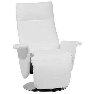 Beliani Recliner Chair Prime With Footrest Faux Leather White - image 1