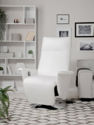 Beliani Recliner Chair Prime With Footrest Faux Leather White - thumbnail 4