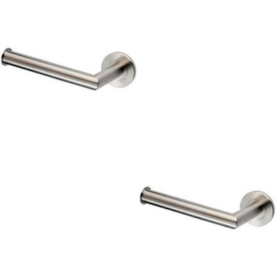 2X Mitred Bathroom Toilet Roll Holder On Rose Concealed Fix Stainless Steel - image 1