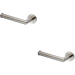 2X Mitred Bathroom Toilet Roll Holder On Rose Concealed Fix Stainless Steel