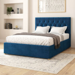 Aspire Olivier Electric Adjustable Bed Upholstered With Pocket Sprung Mattress Uk Made, Plush Navy, Size Single - thumbnail 1