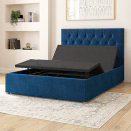 Aspire Olivier Electric Adjustable Bed Upholstered With Pocket Sprung Mattress Uk Made, Plush Navy, Size Single - thumbnail 4