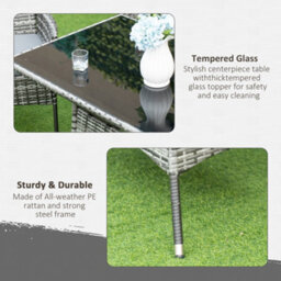 Wyld Haus Zila 6-Seater Grey Rattan Outdoor Dining Set - Rectangular Glass Table With Cushioned Armchairs - thumbnail 8