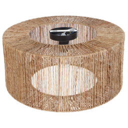 Beliani Ceiling Lamp Natural Jute Shade With Black Iron Base, 50Cm Diameter, Warm White Lighting - thumbnail 3