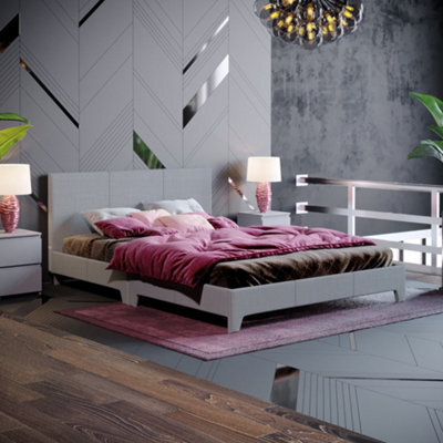 Lassic Vida Designs Victoria Light Grey Linen Ukfr 4Ft6 Double Bed Frame, 190 X 135Cm - image 1