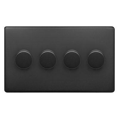 Long Life Lamps Company Matt Black 4 Gang 2 Way Led Dimmer Screwless Bl358Led - image 1