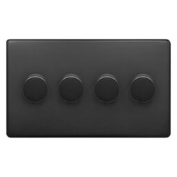 Long Life Lamps Company Matt Black 4 Gang 2 Way Led Dimmer Screwless Bl358Led - thumbnail 1