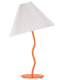 Beliani Table Lamp - Orange Iron Base, Pleated White Shade, Modern Retro Style - W30 X D30 X H48Cm - thumbnail 2