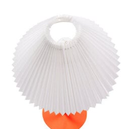 Beliani Table Lamp - Orange Iron Base, Pleated White Shade, Modern Retro Style - W30 X D30 X H48Cm - thumbnail 3