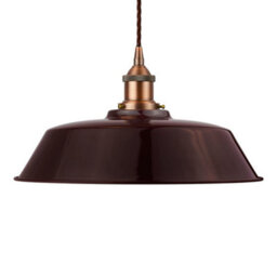 Burgundy Red Chancery Painted Dome Pendant Light With Matt Antique Copper Lamp Holder And Brown Twisted Cable - Se Home - thumbnail 1