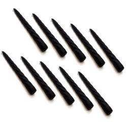 "SolaDirect Tapered Dinner Candles, Table Spiral Candles, Pack Of 10, Decorative Household Candles, Up To 7 Hours, 23 Cm / 9"" (Black)" - thumbnail 1