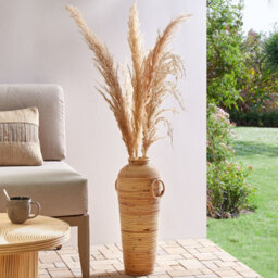 Wyld And Coco 50Cm Handwoven Rattan Vase - Natural Boho Rustic Home Decor - thumbnail 2