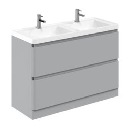 Plum&clay Marvel Floor Standing Bathroom Vanity Unit In Light Grey Gloss With Ceramic Basin (W)1200mm - thumbnail 2