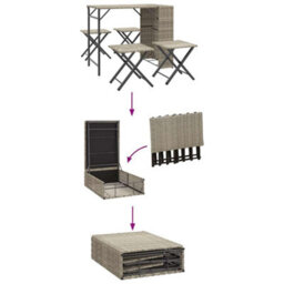 Berkfield 5 Piece Garden Dining Set Foldable Light Grey Poly Rattan - thumbnail 8