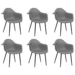 Berkfield Dining Chairs 6 Pcs Grey Pp - thumbnail 2