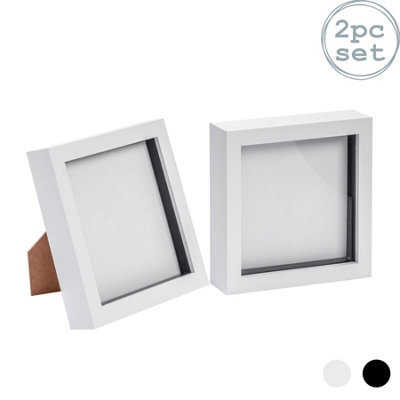 "Nicola Spring 3D Box Photo Frames - 6 X 6"" - White - Pack Of 2" - image 1