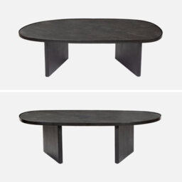 Sweeek - Oval Coffee Table Mango Wood And Stone Veneer Shiva Black 119.5X60X35 Cm - thumbnail 2