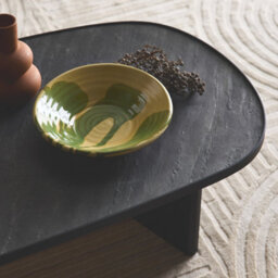 Sweeek - Oval Coffee Table Mango Wood And Stone Veneer Shiva Black 119.5X60X35 Cm - thumbnail 5