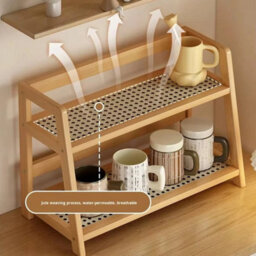 Coffee Station Organizer Kitchen Table Spice Rack Double-Tier Shelf Storage Rack - thumbnail 5