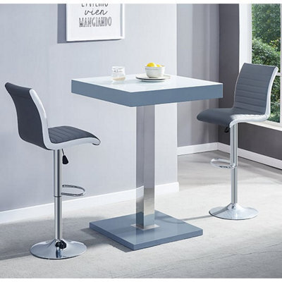 Furniture in Fashion Topaz Glass White Grey Bar Table 2 Ritz Grey White Stools - image 1