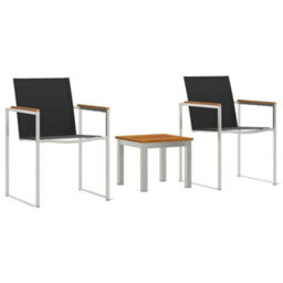 Berkfield Modern Outdoor Dining Set 3 Pcs Brown And Black Solid Acacia Wood - thumbnail 1