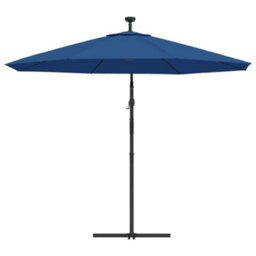 Berkfield Cantilever Umbrella With Led Lights And Steel Pole 300 Cm Azure - thumbnail 6