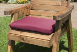 Charles Taylor 6 Seater Wooden Rectangular Dining Table & Chairs Set Red Cushion - thumbnail 6