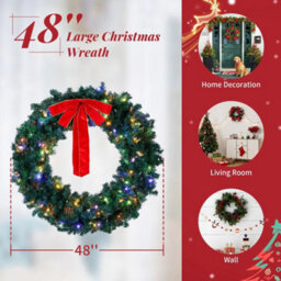 Large Outdoor Christmas Wreath Door Wall Hanging 120Cm Window Xmas Decoration - thumbnail 2