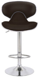 Lamboro Carcaso Single Kitchen Bar Stool, Chrome Footrest, Height Adjustable Swivel Gas Lift, Breakfast Bar & Home Barstool, Brown - thumbnail 3