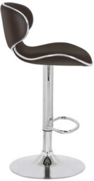 Lamboro Carcaso Single Kitchen Bar Stool, Chrome Footrest, Height Adjustable Swivel Gas Lift, Breakfast Bar & Home Barstool, Brown - thumbnail 2