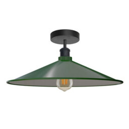 E27 Semi Flush Mount Ceiling Light Metal 40Cm Green Lampshade Vintage Ceiling Lighting For Living Room With Bulb - thumbnail 7