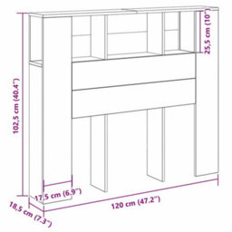 Walplus Headboard Cabinet Black Oak 120 X 19 X 104,5 Cm Engineered Wood - thumbnail 9