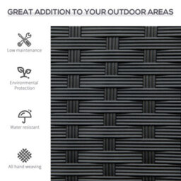 Outsunny Patio Rattan 2 Seater Garden Bench Love Seater Garden Armchair Black - thumbnail 5