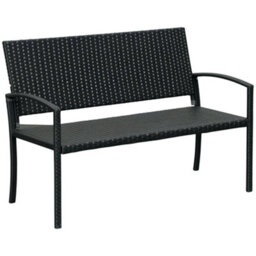 Outsunny Patio Rattan 2 Seater Garden Bench Love Seater Garden Armchair Black - thumbnail 2