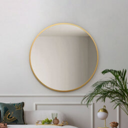 Mirroroutlet The Fenestra Gold Edged Circular Modern Wall Mirror 90Cm Diameter - thumbnail 1