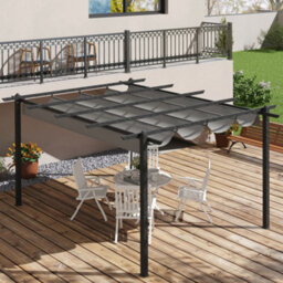 Outsunny 4 X 3(M) Aluminium Pergola Gazebo Garden Shelter W/ Retractable Roof - thumbnail 8