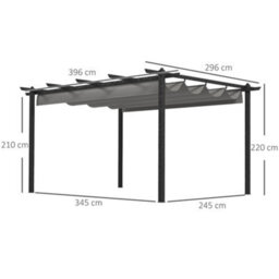 Outsunny 4 X 3(M) Aluminium Pergola Gazebo Garden Shelter W/ Retractable Roof - thumbnail 3