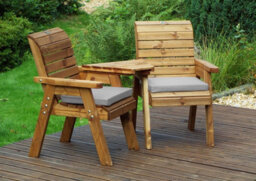 Charles Taylor Trading Charles Taylor Wooden Companion Angled Garden 2 Seat Chair & Cover Grey Cushion