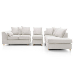 Abakus Direct Jumbo Large White Cord Right Facing Corner Sofa For Living Room With Thick Luxury Deep Filled Cushioning - thumbnail 3