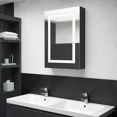 Berkfield Led Bathroom Mirror Cabinet Shining Black 50X13X70 Cm - image 1