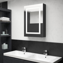 Berkfield Led Bathroom Mirror Cabinet Shining Black 50X13X70 Cm - thumbnail 1